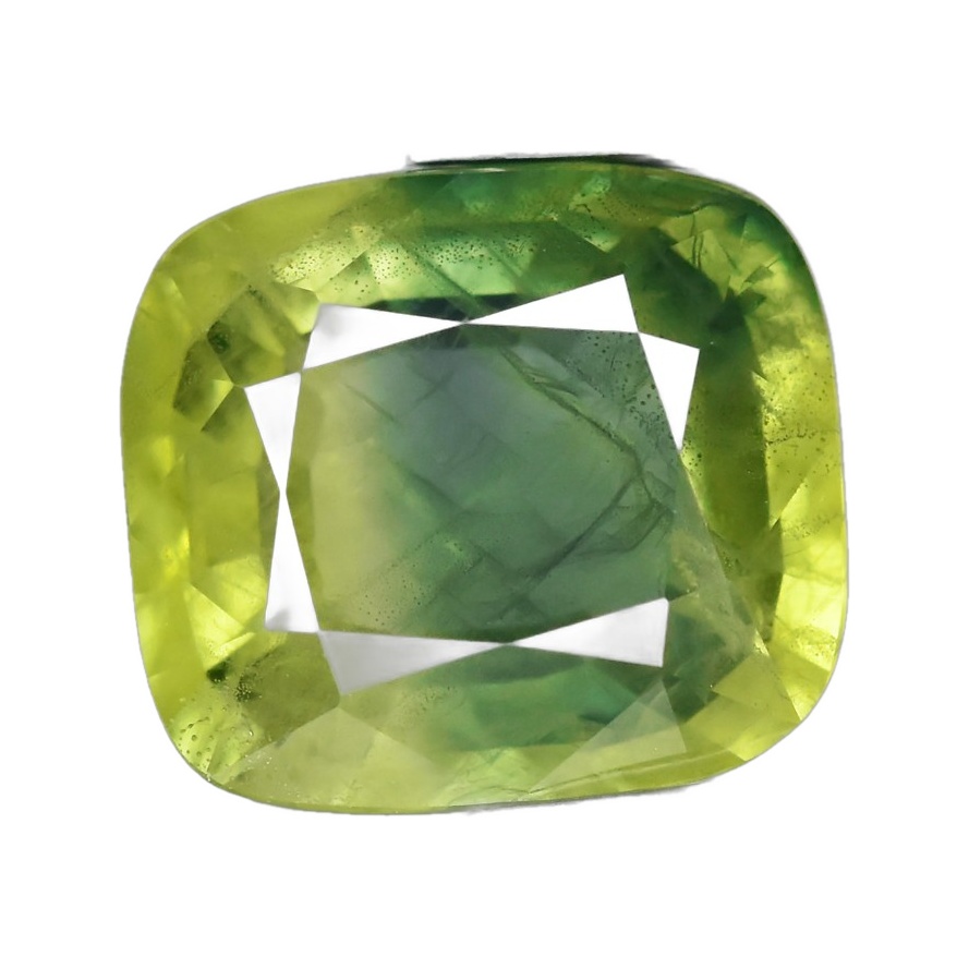 3.92 ct Cushion Sapphire, Bi Colour Blue & yellowish Green